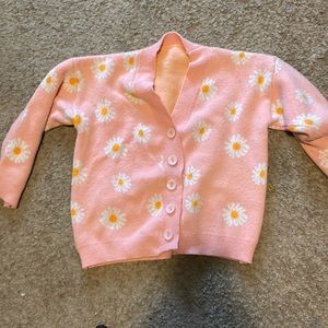 Pink floral cute cardigan